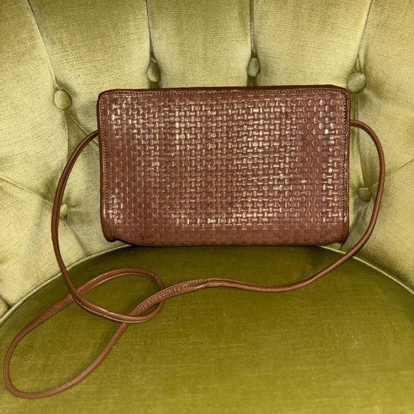 FENDI Shoulder Bag Intre Braided Leather Brown Authentic - Picture 3 of 11